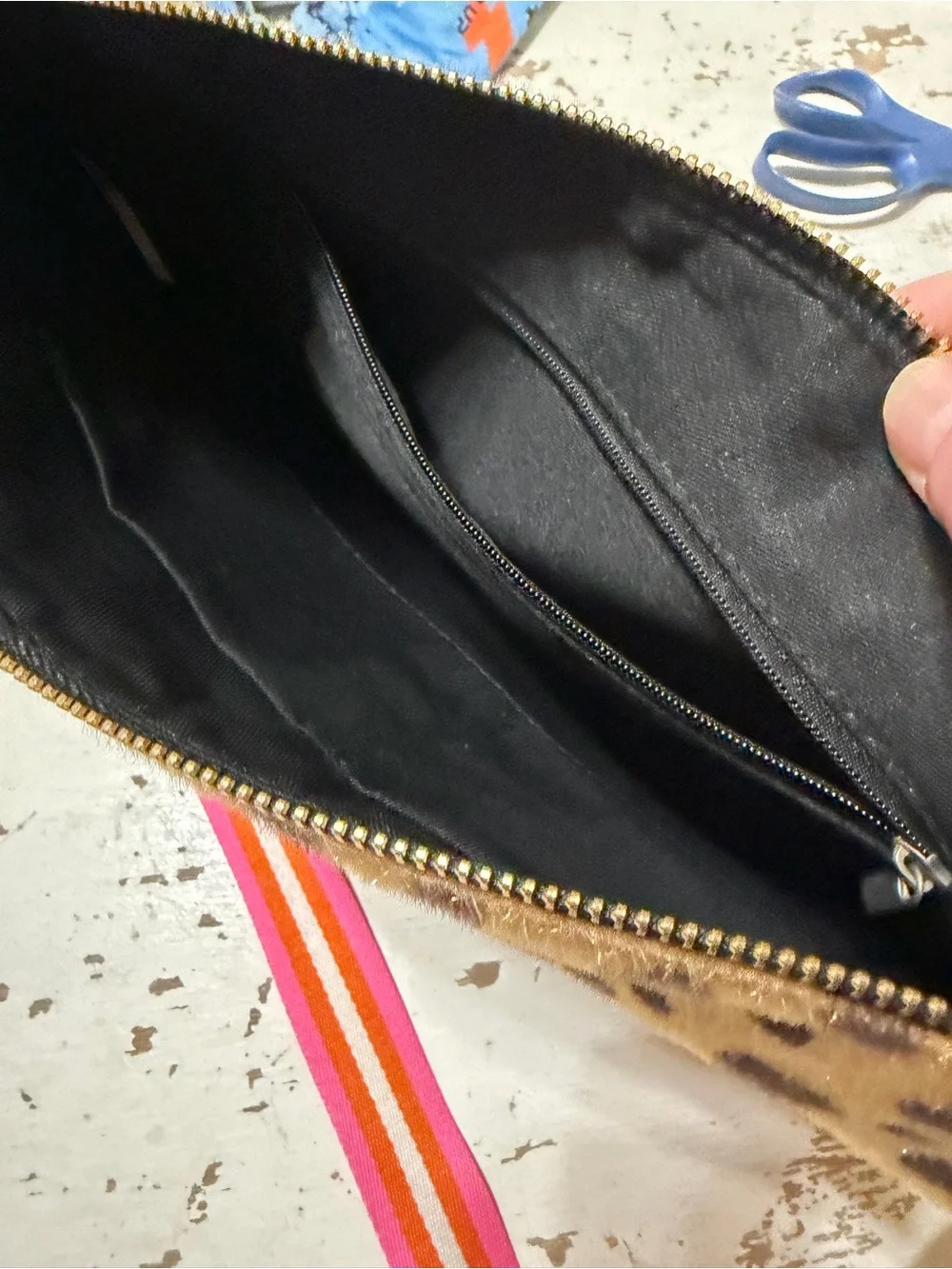 Leopard Print Crossbody Bag with Pink Stripe Strap